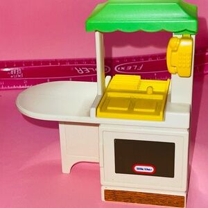 Vintage Little Tikes Party Kitchen Island Dollhouse Furniture Green/Yellow 1989